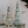 Teal blue glass Christmas tree set with gold texture in 27cm and 32cm sizes - Lake Blue Mottled Layered Style (9021)