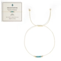 Handgefertigtes Aquamarin-Wunscharmband mit blauen Edelsteinen und goldenen Perlen - Aquamarin - Mit Karte
