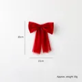 Red sheer mesh Christmas bow ornament 23x30cm for tree decoration and gift wrapping - 30cm / Burgundy
