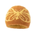 Winter thermal knit beanie in ginger yellow with stylish butterfly pattern for women - One Size / Yellow (Butterfly)