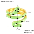Three-layer green enamel snake ring in gold-plated copper finish with black dots - One Size/Open / Gold Cyan
