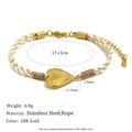 Geflochtenes Herzarmband aus 18K vergoldetem Edelstahl mit weißem Seildesign - Feder Herz Geflochtenes Armband-Gold
