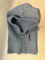 Grey knitted balaclava with drawstring hood and neck warmer for winter warmth - One Size (55-60cm) / Dark Gray