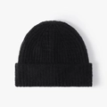 Bonnet en maille côtelée épaisse minimaliste en noir classique pour femmes - Taille unique / Noir