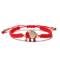Handmade red braided elephant bracelet with gold trim and sparkling rhinestones - Red