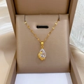 Collar de titanio con gota de agua y fénix en una caja de joyería marrón de lujo - Dorado (G530 Cadena de Acero de Titanio Colgante de Cobre)