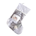 Silver grey velvet Christmas stocking with sequined cuff and 3D snowman doll detail - Silver Christmas Snowman Stocking