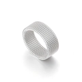 Zilveren geweven roestvrijstalen brede ring met een modern mesh-ontwerp voor uniseks - 6.5cm / Ring / Zilver