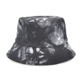 Detail of a tie-dye bucket hat in black and gray, featuring high-quality cotton fabric texture - M (56-58cm) / Black