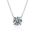 Classic S925 sterling silver moissanite necklace with four-claw brilliant cut pendant - 0.5 Carat Moissanite / Classic Four-Prong Necklace (White Gold)