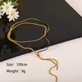 Verstelbare gouden slangenketting van titaniumstaal met een schuifkraalontwerp van 100 cm - 100cm / Goud