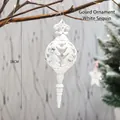 Sparkling white sequined gourd ornament with rhinestones hanging on a festive branch - Gourd (White Sequin)