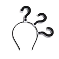 Whimsical black headband featuring three 3D question mark decorations for parties - Question Mark Black