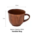 Natural jujube wood coffee mug with ergonomic handle and 200ml capacity for home use - Rimmed Coffee Cup with Handle