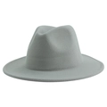 Classic wide brim jazz fedora hat in light grey wool felt for men and women - M (56-58cm) / Gray