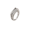 Minimalist silver triple-layered geometric ring with polished metallic finish and open design - Three-layer Open Style / Silver