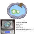 Miniature resin turtle pond for micro landscapes with white lilies and realistic stone detail - Turtle Pond