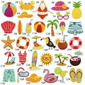 Macro detail of high-density colorful summer beach theme embroidery patches with flat edges - Summer Beach 32Pcs Set (Combo)
