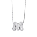 Sparkling silver letter M pendant necklace encrusted with brilliant zircon stones - Letter M / Silver