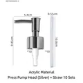 Lot de 10 pompes de distributeur argentées avec tubes en acrylique pour flacons - Tête Pompe Argent + Paille 10 Jeux
