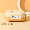 Portapranzo giallo e beige con gatto carino e scomparti divisi a doppio strato - Giallo