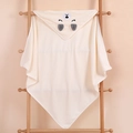Soft hooded coral fleece baby towel with cute animal ears hanging on a wooden ladder - Sleeping White Bear Style / 80CM*80CM / Milky White