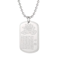 Collana con piastrina militare in acciaio con loto e incisione del Sutra del Cuore - Targhetta Rettangolare Incisa Sutra del Cuore e Loto (KN200446-Z) / Pendaglio + Catena a sfere