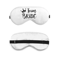 White silk sleep mask featuring black Team Bride print and adjustable strap - Black Font Team Bride / White