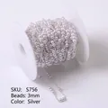DIY jewelry 3mm white imitation pearl bead chain on silver copper wire spool S756 - 3mm (Long) / Silver