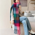Écharpe à carreaux colorés élégante avec franges en motif écossais pour automne et hiver - 6# Multicolore Patchwork à Carreaux