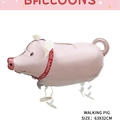Pink walking pig walking foil balloon for kids birthday party decoration 63x32cm - Walking Pig