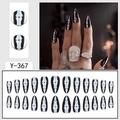 Gothic skull press-on nails in black and white with 24 pieces for women DIY manicure - Black White Skeleton Pattern (Y-367)
