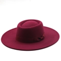 Chapeau Pork Pie en feutre de laine bordeaux foncé avec ruban en gros-grain assorti - Taille Unique 58cm / Bordeaux