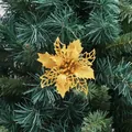 Fleur de poinsettia dorée scintillante pour décoration de sapin et couronnes de Noël - Or Personnalisé