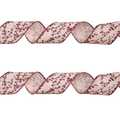 Beige linen Christmas ribbon with red berry prints and wave-like edge texture - 2m x 6.5cm / Red Berry Pattern (Style A)