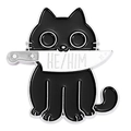 Pin de esmalte gato negro con cuchillo y texto HE/HIM para expresión personal - Gato Negro Cuchillo Patrón HE/HIM(XZ6643)