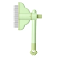 Light green pet slicker brush with self-cleaning button for grooming cats and dogs - Rotating Comb / Green