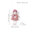 Pink handmade knit angel ornament with felt wings and white heart for Christmas tree - Pink
