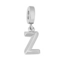 Polished silver-colored stainless steel letter Z charm pendant with attachment ring - Letter Z