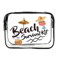 Transparent PVC cosmetic bag with black trim and Beach Survival Kit beach theme print - 084-Beach Survival Items