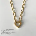 14K vergulde roestvrijstalen ketting met hartvormige hanger en paperclip schakels - Eenvoudige Darthanger Stijl (XNL0034-2)