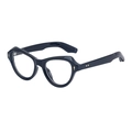 Occhiali da sole cat-eye blu scuro per donna, scatto a 45 gradi su sfondo bianco puro - Anti luce blu / Nero Lucido Oro