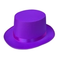 Close-up of vibrant purple top hat with matching satin ribbon band and fabric texture - Knitted Fabric - Purple