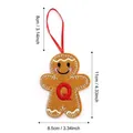 Gingerbread man felt ornament with letter Q embroidery and red silk hanging string - Style Q
