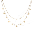 Detail of 18K gold-plated double-layer necklace with star pendants and metal beads - Double Layer Octagram Necklace