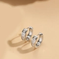 Elegant silver hoop earrings featuring channel-set clear cubic zirconia stones - Square Zirconia (Silver)