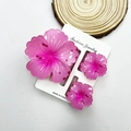 Three-piece plumeria flower hair claw set in vibrant rose red with golden glitter - Pink Cabbage Set (with Card)