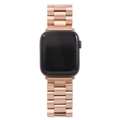 Vertical view of rose gold stainless steel three-bead strap for Apple Watch - 38/40/41mm / Rose Gold
