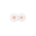 Handmade fabric daisy hair clips featuring white petals and pink orange embroidery centers - Style 23-White Embroidery Double Flower Yellow Center Accessory