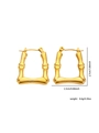 Bamboo textured gold rectangle earrings with dimensions 2.7cm by 2.3cm and 8.6g weight - Gold Rectangle Bamboo Texture Style (#0193)